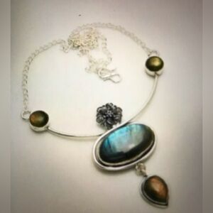 Labradorite Stamped 925 Sterling Silver Necklace